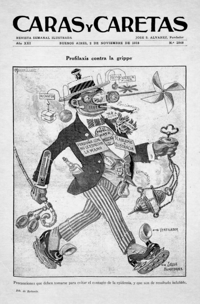 Portada de la revista Caras y Caretas de 2/11/1918 "Profilaxis contra la gripe" #CarasYCaretas fundada por José S. Alvarez "Fray Mocho" el 8 de octubre de 1898.